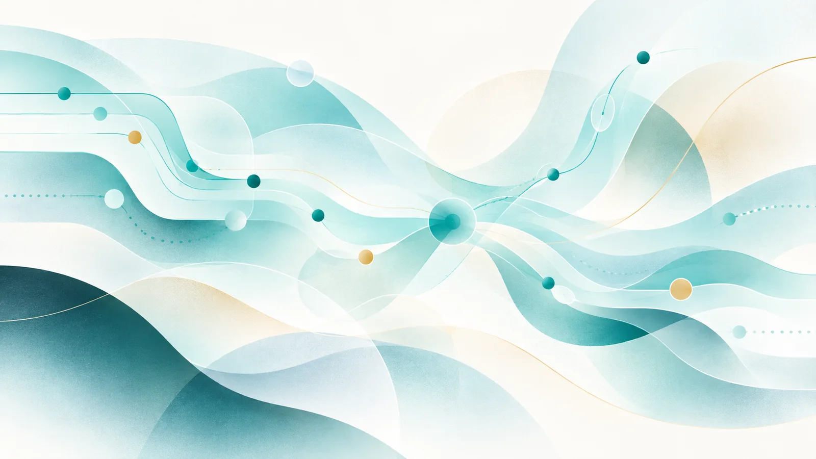 Abstract teal waves with connected data points