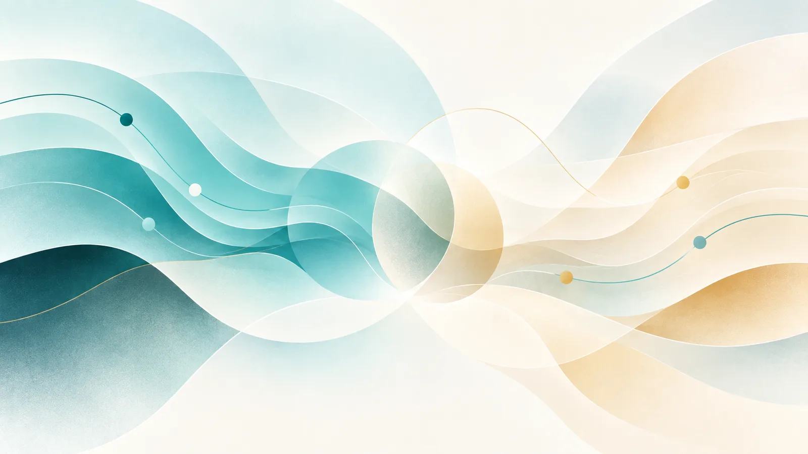 Abstract crossing waves in teal and sand