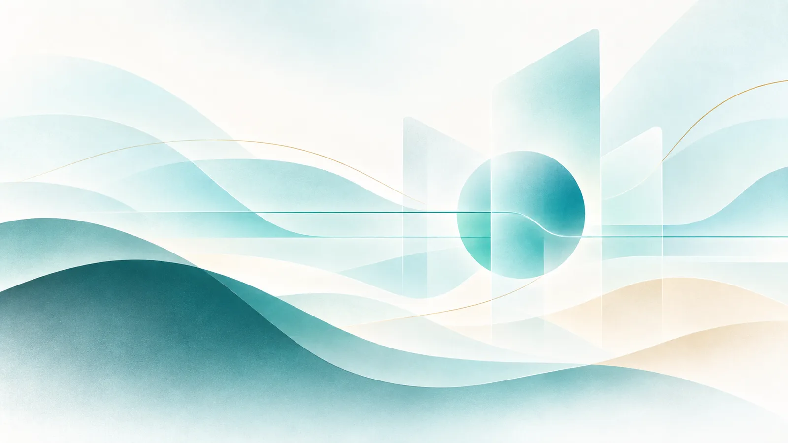 Abstract sphere above soft waves on the horizon