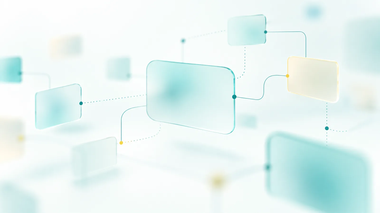 Abstract connected cards as a flow chart