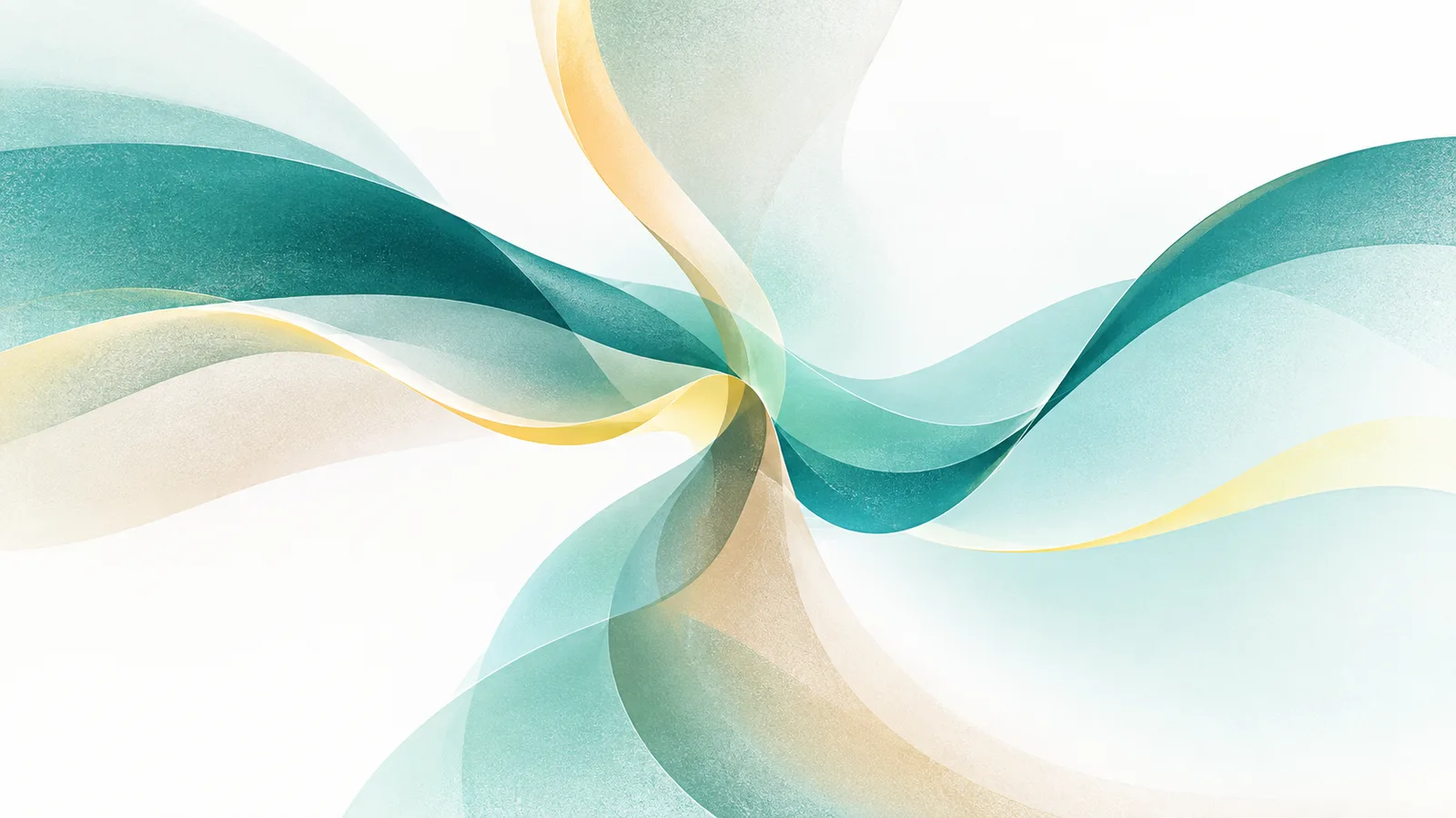Abstract ribbons crossing in teal and gold