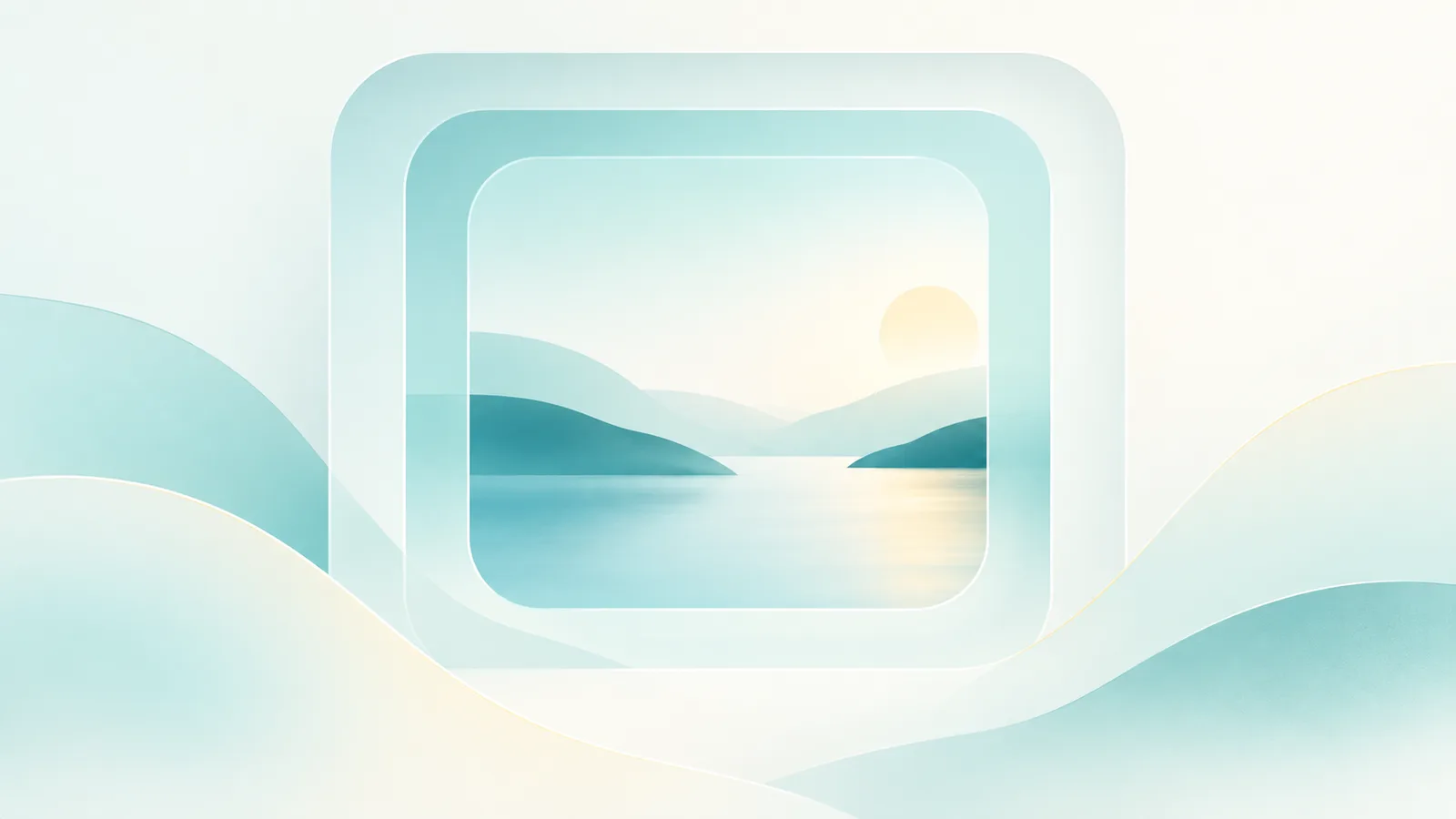 Abstract window overlooking a lake